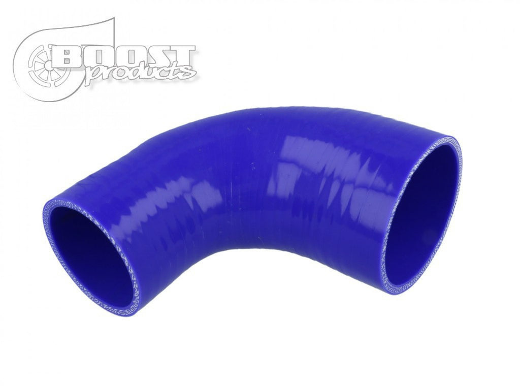 BOOST Products Silicone Reducer Elbow 90 Degrees, 4" - 3-1/8" ID, Blue